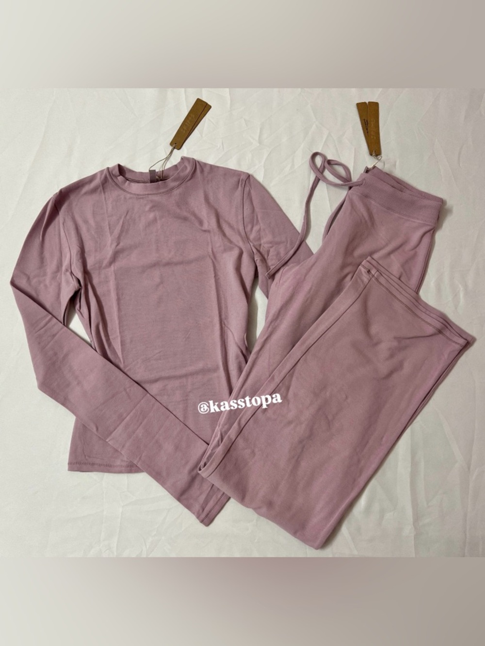 SKIMS Cotton Jersey Long Sleeve T-shirt + Straight Leg Pants Pant Sweatpants Set
